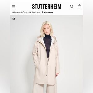 Stutterheim Mosebacke A-line raincoat light sand XXXS gray beige tan jacket